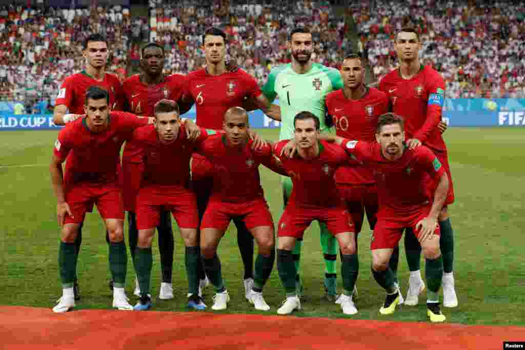 Soccer Football - World Cup - Group B - Iran vs Portugal - Mordovia Arena, Saransk, Russia - June 25, 2018 Portugal players pose for a team group photo before the match REUTERS/Murad Sezer