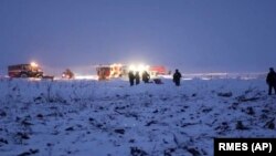 На месте падения Ан-148 в Раменском районе, вечер 11 февраля 2018