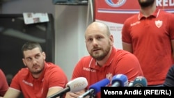 Dusan Vasić, vaterpolista Crvene Zvezde na press konferenciji u Beogradu 11. februara 2019. 