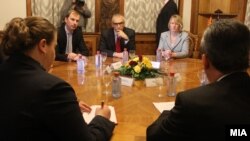 Средба на претседателот на Собранието на РМ Трајко Вељаноски со Директорот на генералниот директорат за проширување на Европската комисија, Стефано Санино.