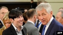 Norwegian Defense Minister Ine Eriksen Soreide at a meeting in 2014 with former U.S. Defense Secretary Chuck Hagel.