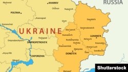 Украина мен оның Донецк және Луганск облыстарының картасы. (Көрнекі сурет)