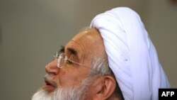 Mehdi Karrubi speaks during a press conference in Tehran on October 12.