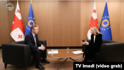 ტელეკომპანია „იმედის“ ეთერი (2024 წლის 21 ოქტომბერი): ბიძინა ივანიშვილი და ჟურნალისტი მაგდა ანიკაშვილი.