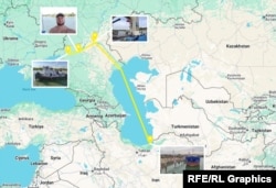 Маршрут Романа Булатова на танкере "Волга" из Таганрога в Иран