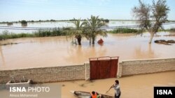 Floods have inundated large parts of Iran since March 19. In this photo flood waters cover fields in oil-rich Khuzestan province. April 2019