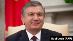 Uzbek President Shavkat Mirziyoev at the White House on May 16