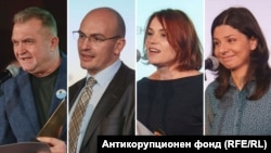 От ляво надясно: Георги Георгиев от БОЕЦ, Димитър Стоянов от BIRD, Видка Атанасова и Катерина Василева от Свободна Европа. Колаж.
