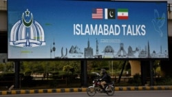 A billboard installed alongside a road as Pakistan prepared to host the US and Iran for peace talks in Islamabad last month.