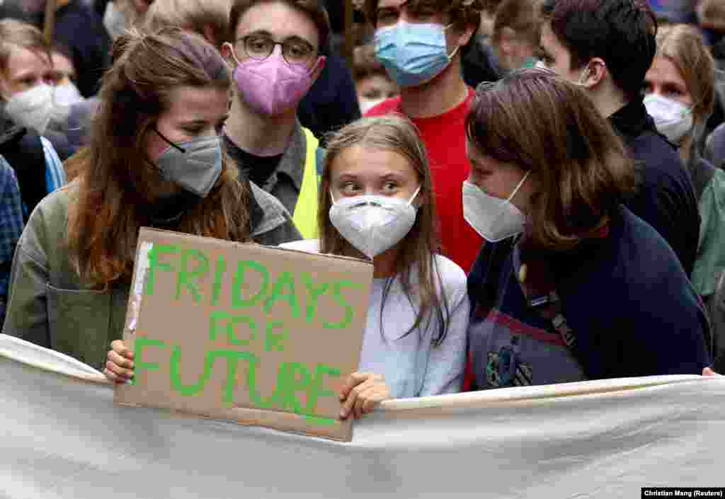 Greta Thunberg a Fridays for Future klímavédelmi tüntetésen szeptemberben 24-én Berlinben