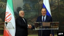 سرگئی لاوروف، وزیر خارجه روسیه در دیدار با محمدجواد ظریف، وزیر خارجه ایران