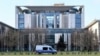 A police car in front of the Chancellery in Berlin on December 14