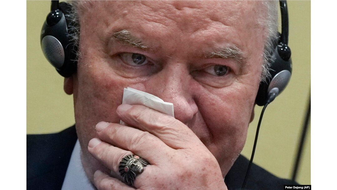 Ratko Mladic sits in the courtroom in The Hague on June 8.