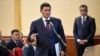 Курулуш министри Нурдан Орунтаев президент Садыр Жапаровдун Ош шаарынын тургундары менен жолугушуусунда. Апрель, 2026-жыл 