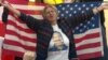 Montenegro - Slavka Raicevic, a pro-government protester, with an American flag - screen grab
