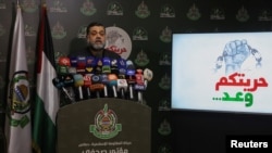 Представник «Хамасу» Усама Хамдан виступає під час пресконференції у Бейруті, Ліван, 29 червня 2024 року