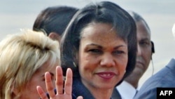 U.S. Secretary of State Condoleezza Rice arrives in New Delhi.