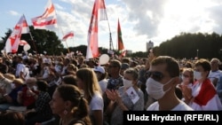 Tens of thousands are estimated to have turned out for the opposition really in the Belarusian capital on July 30. 