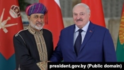 Султан Аману Хайсам бін Тарык аль Саід і Аляксандар Лукашэнка ў Менску 6 кастрычніка 2025 году