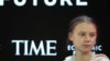 Activista de mediu Greta Thunberg. Davos, 21 ianuarie 2020