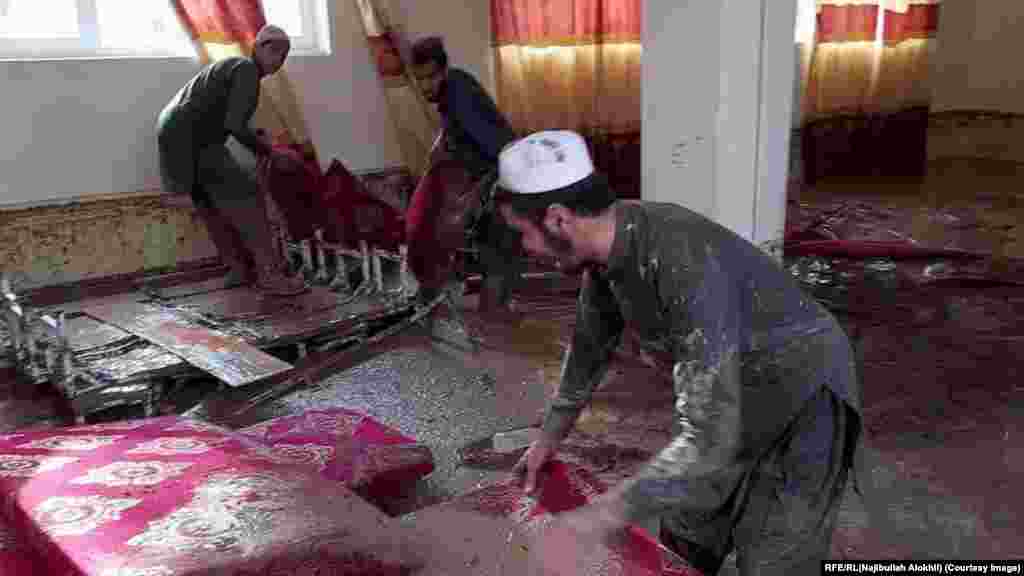 The aftermath of the flood inside a house in Madian Wardak Province on August 26.