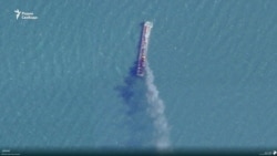 Пожар на палубе российского грузового судна в Азовском море на спутниковом снимке, сделанном утром 14 июля
