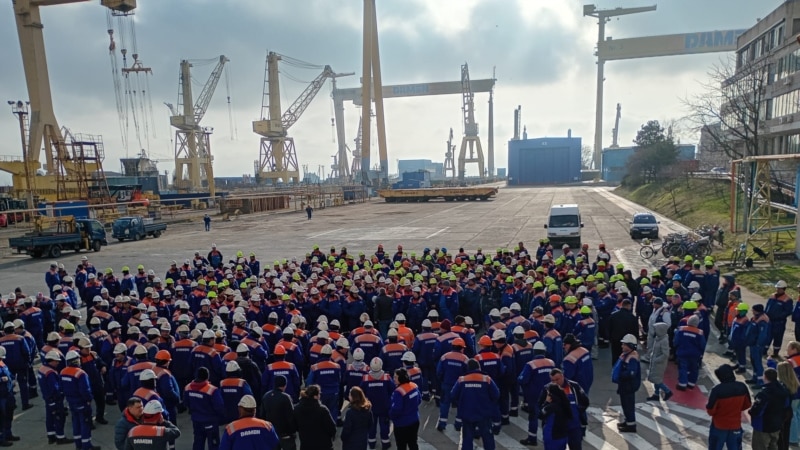 Nou protest al angajaților Șantierului Damen Mangalia, care nu și-au mai primit salariile de trei luni