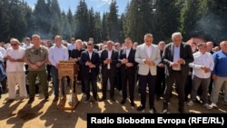 Staša Košarac, Savo Minić i Željko Budimir na skupu u Han Pijesku, 30. augusta 2026.