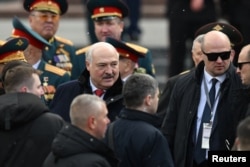 Аляксандар Лукашэнка на парадзе ў Маскве, 9 траўня 2024