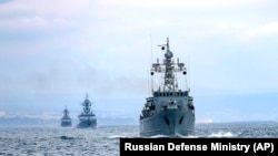 Корабли ВМФ России во время военно-морских учений в Черном море, 14 апреля 2021 года. Иллюстрационное фото