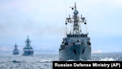Корабли ВМФ России во время военно-морских учений в Черном море, 14 апреля 2021 года. Иллюстрационное фото