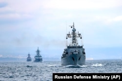 Brodovi ruske mornarice tokom vežbi u Crnom moru, 14. aprila 2021.