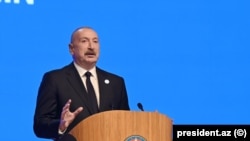 Ադրբեջանի նախագահ Իլհամ Ալիևը ելույթ է ունենուն «Նոր Ադրբեջան» կուսակցության 8-րդ համագումարում, 2-ը հոկտեմբերի, 2026թ.
