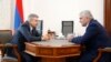 Armenia - Acting Prime Minister Karen Karapetian (L) meets with businessman Samvel Karapetian in Yerevan, 24 April 2018.