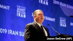 U.S. Secretary of State Mike Pompeo delivers remarks during the United Against Nuclear Iran summit, in New York, September 25, 2019