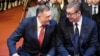 Predsjednik Saveza nezavisnih socijaldemokrata Milorad Dodik i predsjednik Srbije na proslavi "Sretenja", zajedničkog praznika Srbije i RS, Banjaluka, februar 2025. godine