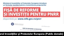 Fișa pentru propuneri de reforme și investiții pentru actualizarea Planului Național de Redresare și Reziliență.