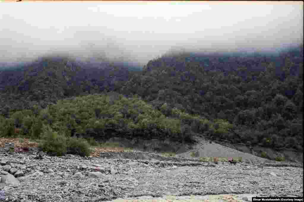 Azerbaijan. Shaki. Last fog in people's Shaki recreation zone