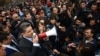 Armenia – Former Prime Minister Tigran Sarkisian addresses workers protesting against pension reform, Yerevan, 9Apr2014.