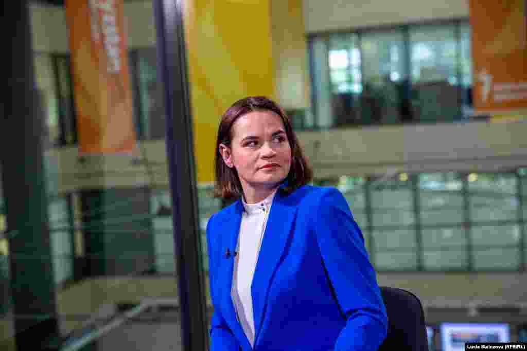 CZECH REPUBLIC – Belarusian opposition leader Svyatlana Tsikhanouskaya during visit at RFE/RL Headquarters in Prague, June 8, 2021