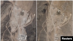 تصاویر ترکیبی ماهواره‌ای، پایگاه موشکی جنوب شیراز را قبل و بعد از بازسازی نشان می‌دهد