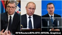 Aleksandar Vučić, Vladimir Putin, Ivica Dačić. 