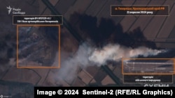 Фото супутника Sentinel-2 за 21 вересня, на якому видні наслідки нічної атаки по військовому обʼєкті у Краснодарському краї Росії