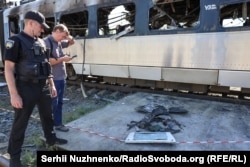 Heavy shelling damaged an Intercity train at the Ukrzaliznytsya railway station in Kyiv.