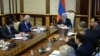 Armenia -- President Serzh Sarkisian meets with the members of a presidential commission on constitutional reform, 24 June, 2014.