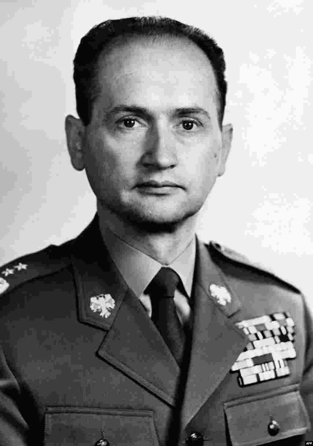 A portrait of military man Jaruzelski from 1968, the year that liberalizations in neighboring Czechoslovakia known as Prague Spring were crushed by a Warsaw Pact invasion.