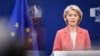 Președinta Comisiei Europene, Ursula von der Leyen, vorbește la Comisia Europeană, la Bruxelles, pe 27 februarie.