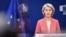 European Commission President Ursula von der Leyen speaks at the European Commission in Brussels on February 27.