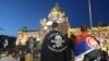 Protesters gathered outside the parliament building in Belgrade on the evening of July 11.