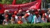 Armenia - Armenian Communist Party supporters and children attend a May Day rally in Yerevan, 1May2012.